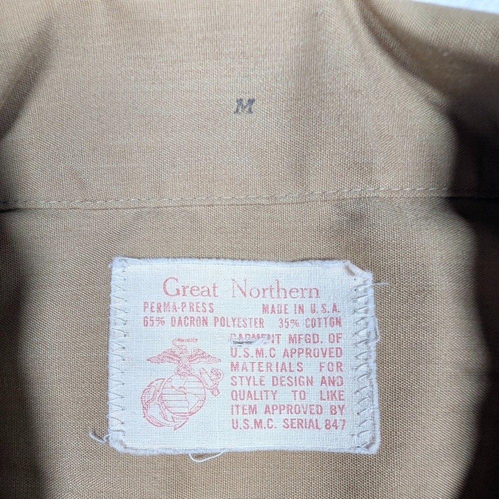 Vintage 60s 70s USMC Shirt Mens M Khaki Miltary BDU Great Northern USA Made - Picture 2 of 8